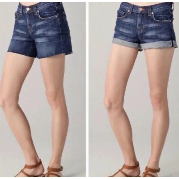 J BRAND Women's Size 26 SCORPIO Cut-Off Distressed Blue Jean Denim‎ Shorts - Picture 1 of 11